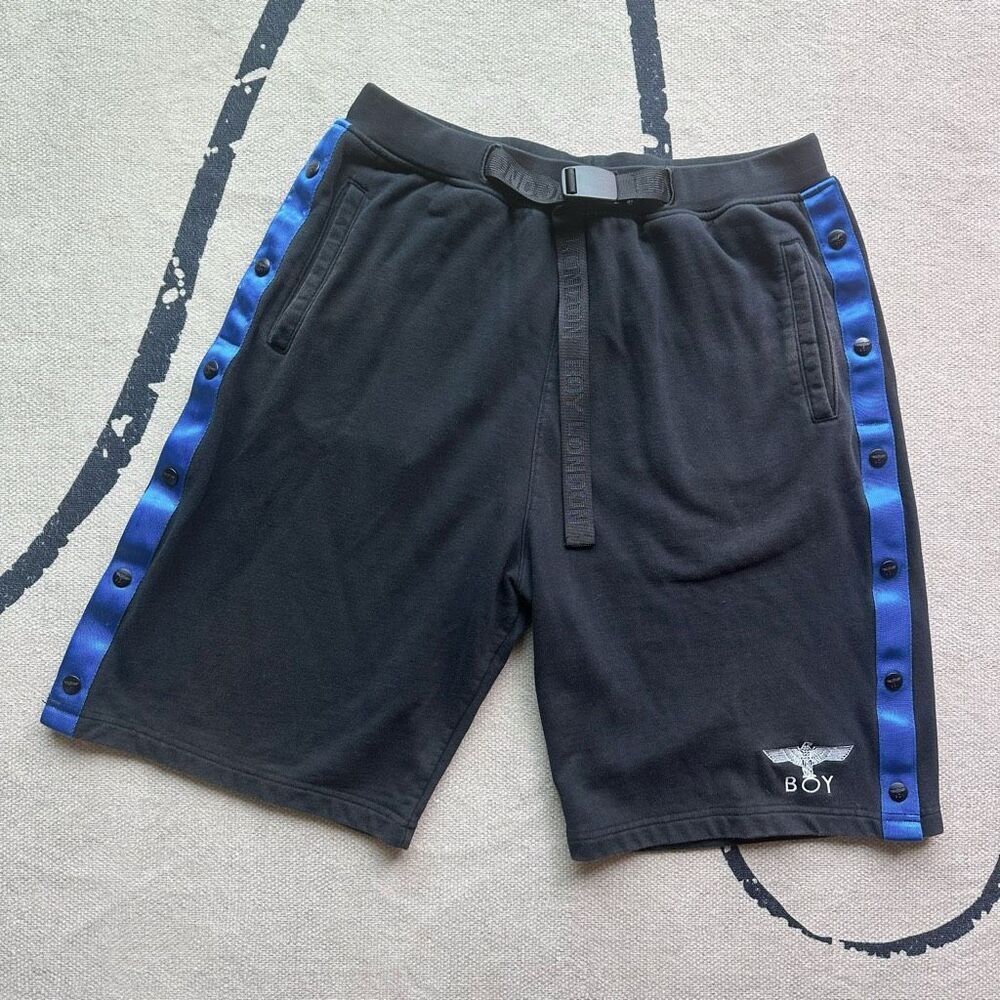 Boy London‎ Black Snap-Button Eagle Tape 100% Cotton Shorts Size L